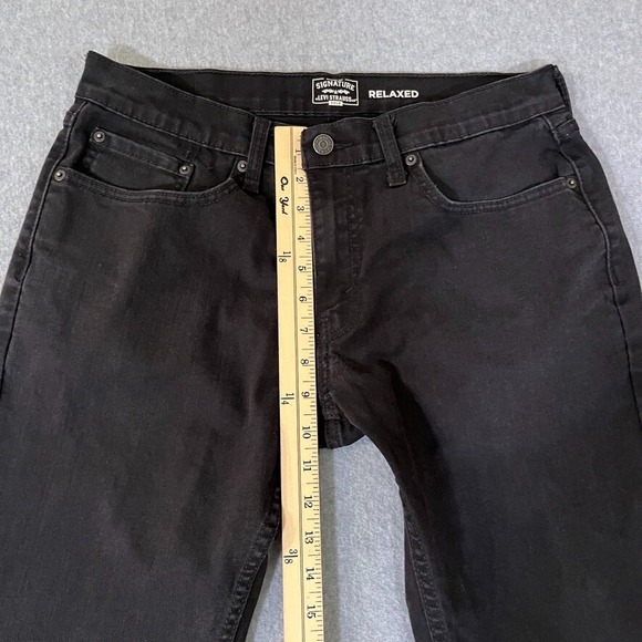 Signature By Levis Jeans Mens 32X30 Black Relaxed Straight Stretch Denim - Picture 4 of 11